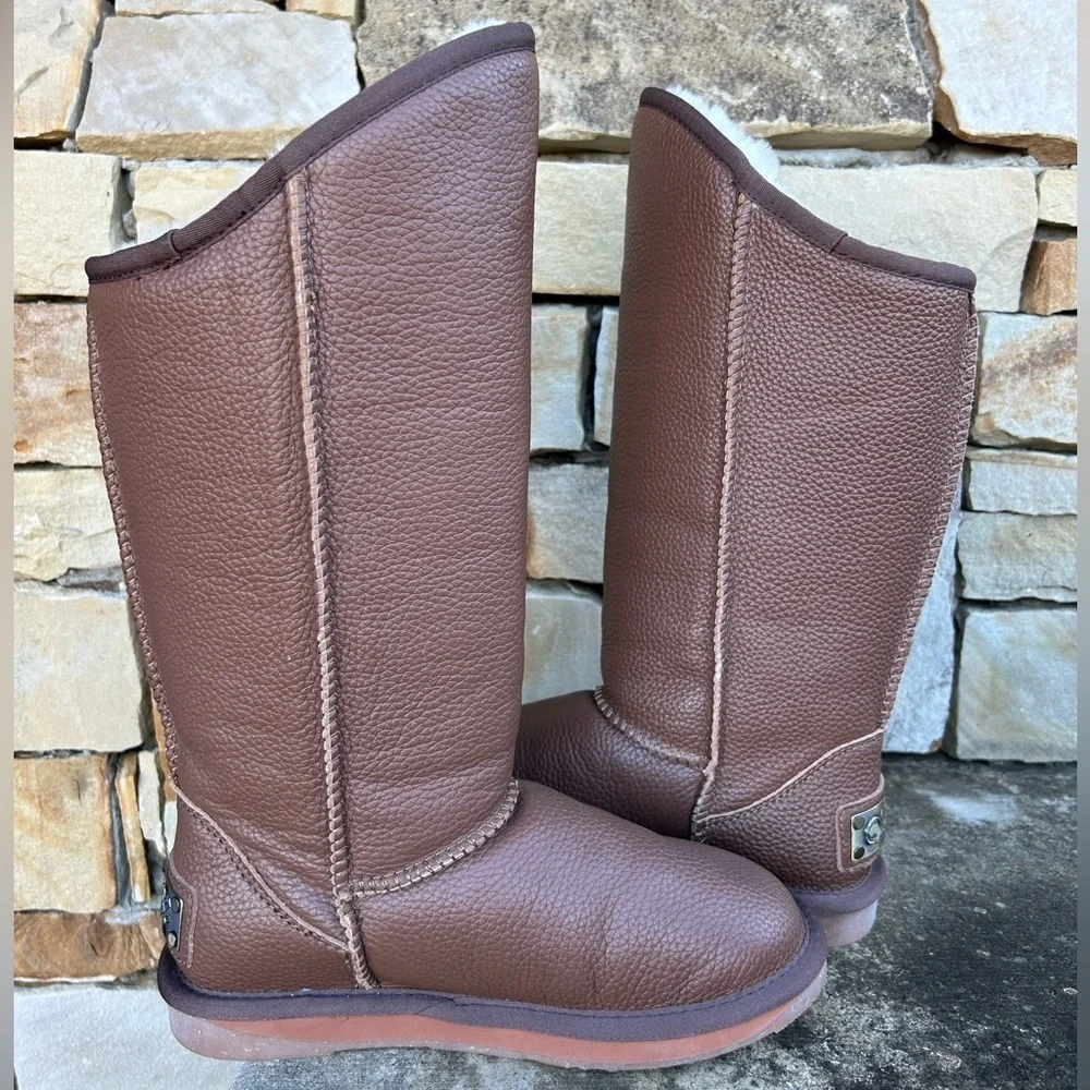 Australia Luxe Collective Cosy Tall‎ Boot Buff Leather Shearling NWOT. Sz-6. C